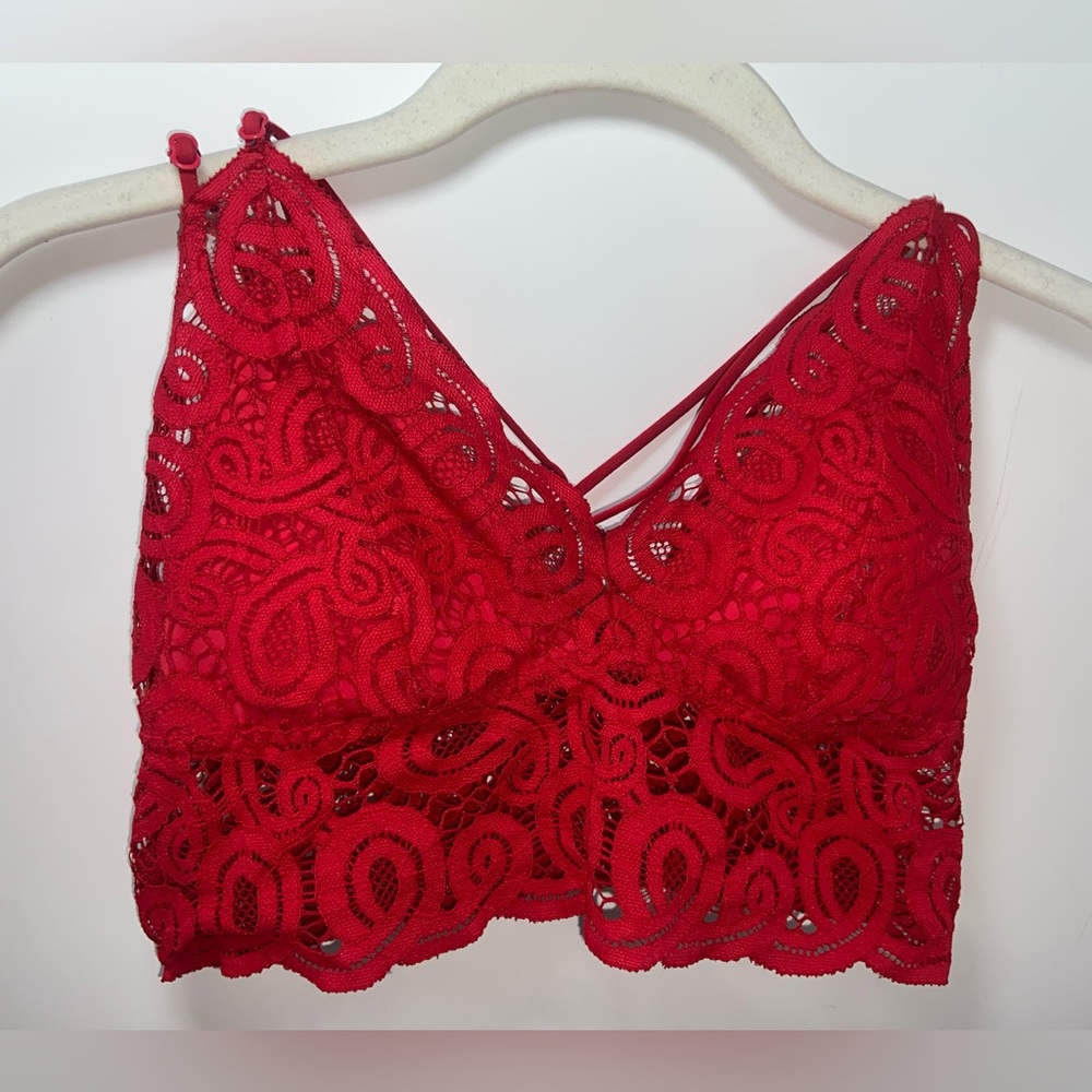 Red Lacey PINK brand bralette. Size: Small